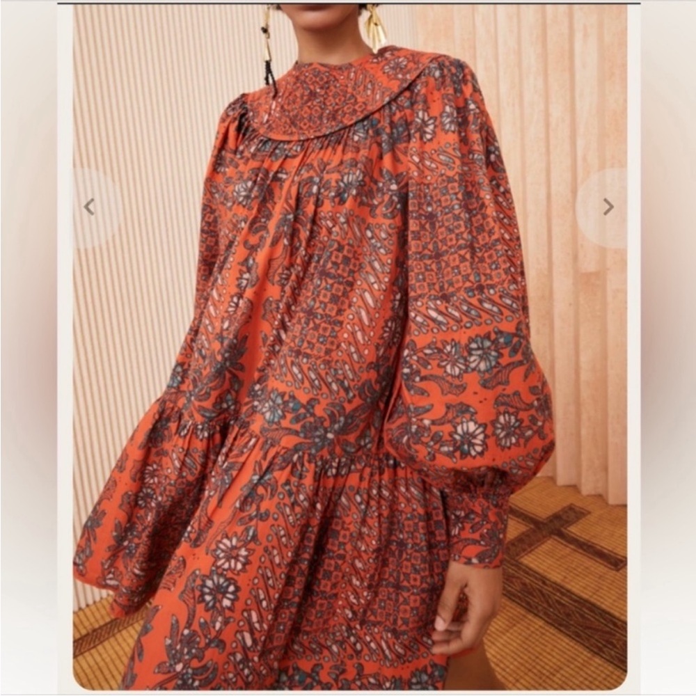 Ulla Johnson Red Floral Long Sleeve Dress